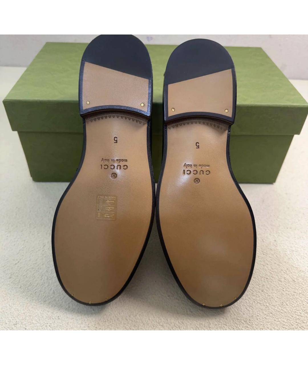 GUCCI Черные кожаные мокасины, фото 2