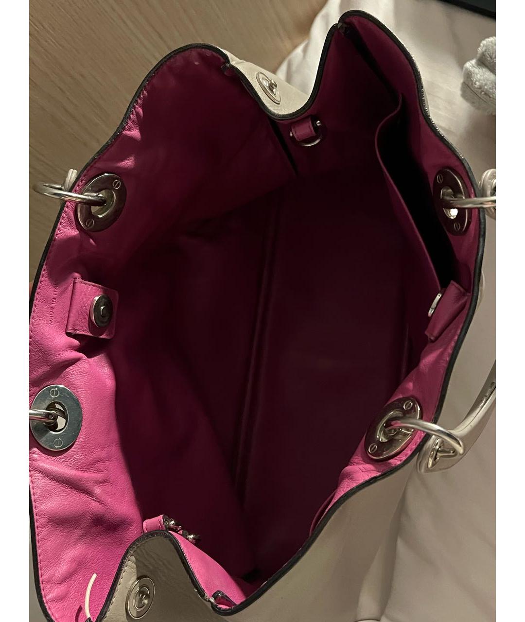 CHRISTIAN DIOR Серая кожаная сумка с короткими ручками, фото 4