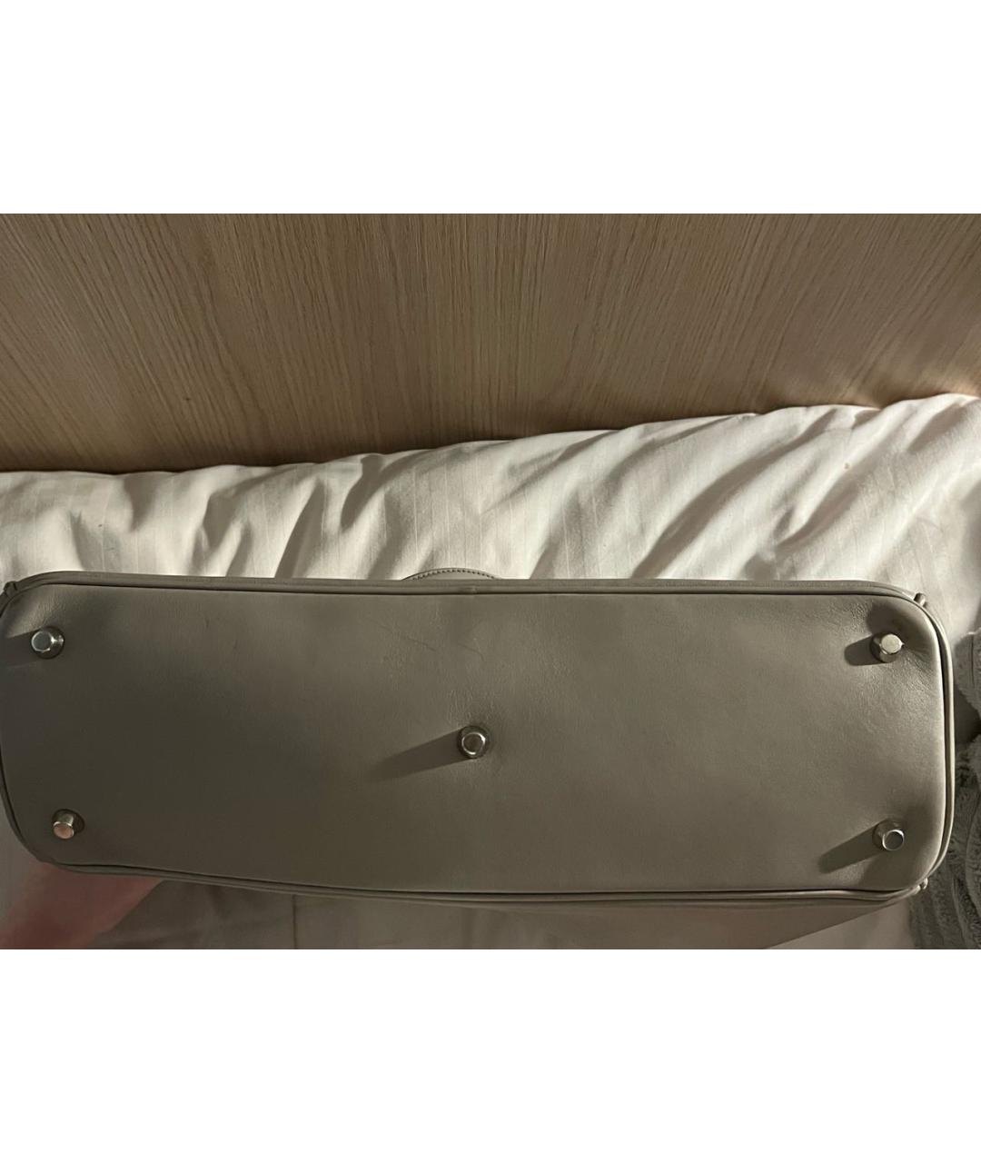 CHRISTIAN DIOR Серая кожаная сумка с короткими ручками, фото 8
