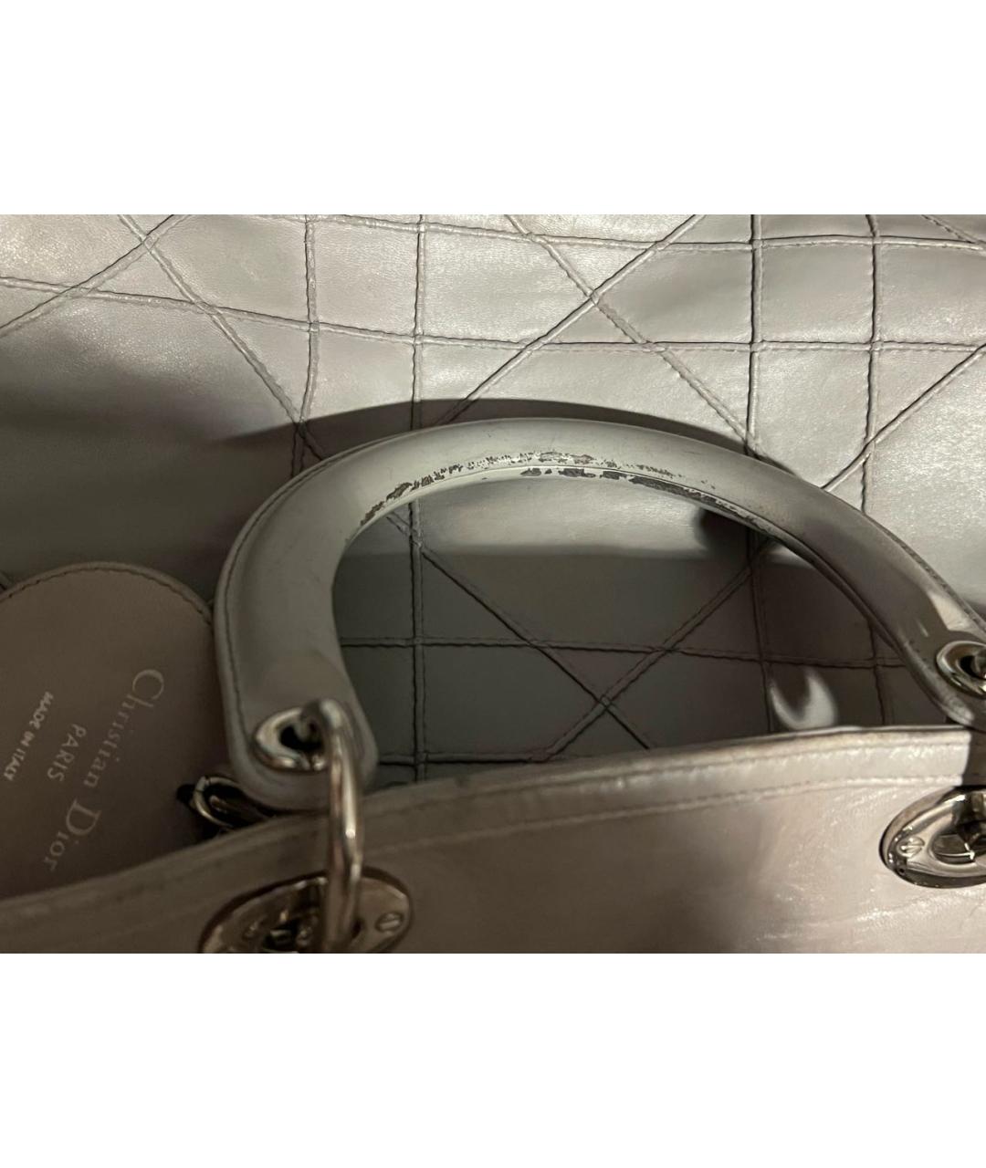 CHRISTIAN DIOR Серая кожаная сумка с короткими ручками, фото 7