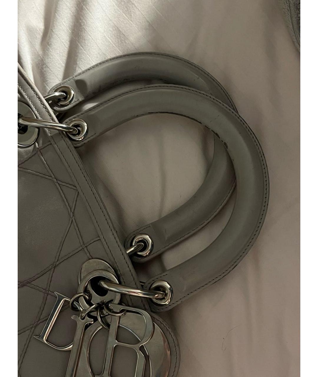 CHRISTIAN DIOR Серая кожаная сумка с короткими ручками, фото 6