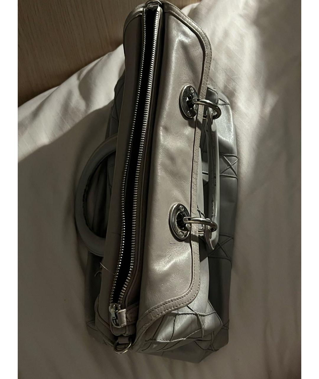 CHRISTIAN DIOR Серая кожаная сумка с короткими ручками, фото 8