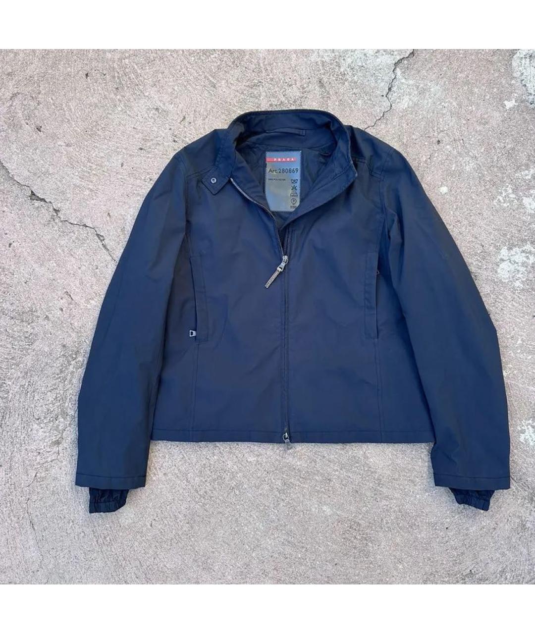 PRADA Темно-синяя полиэстеровая куртка, фото 9