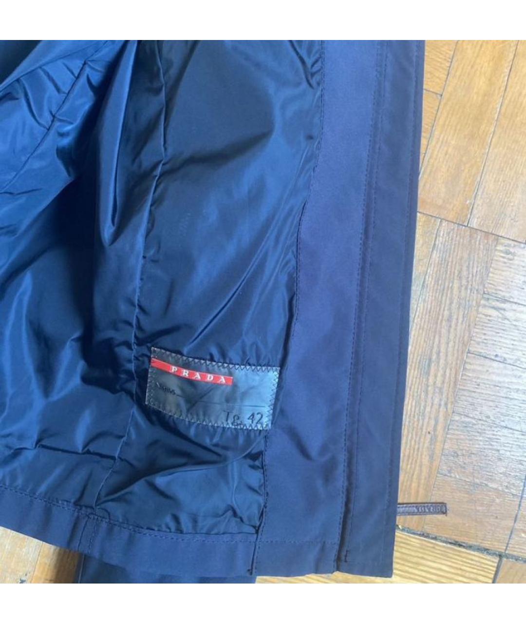 PRADA Темно-синяя полиэстеровая куртка, фото 8