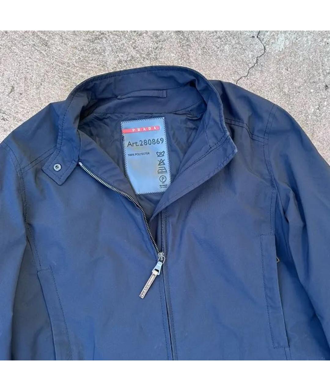 PRADA Темно-синяя полиэстеровая куртка, фото 4