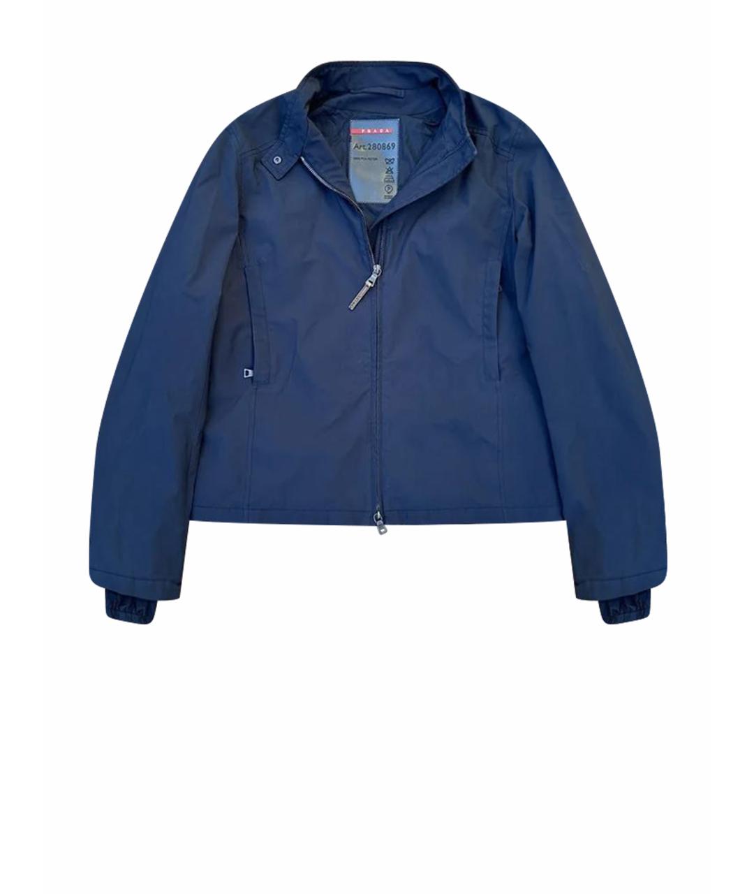 PRADA Темно-синяя полиэстеровая куртка, фото 1