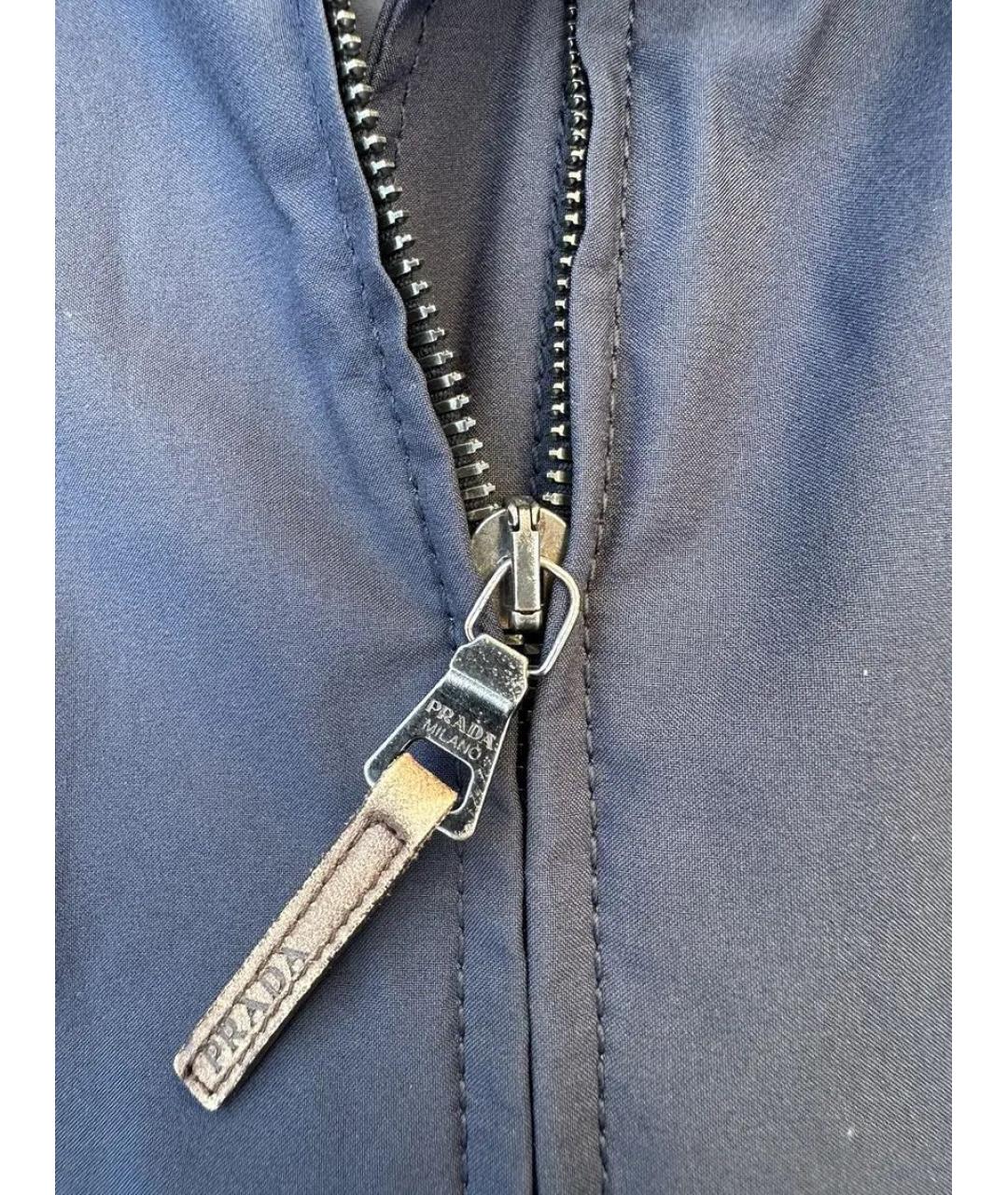 PRADA Темно-синяя полиэстеровая куртка, фото 7