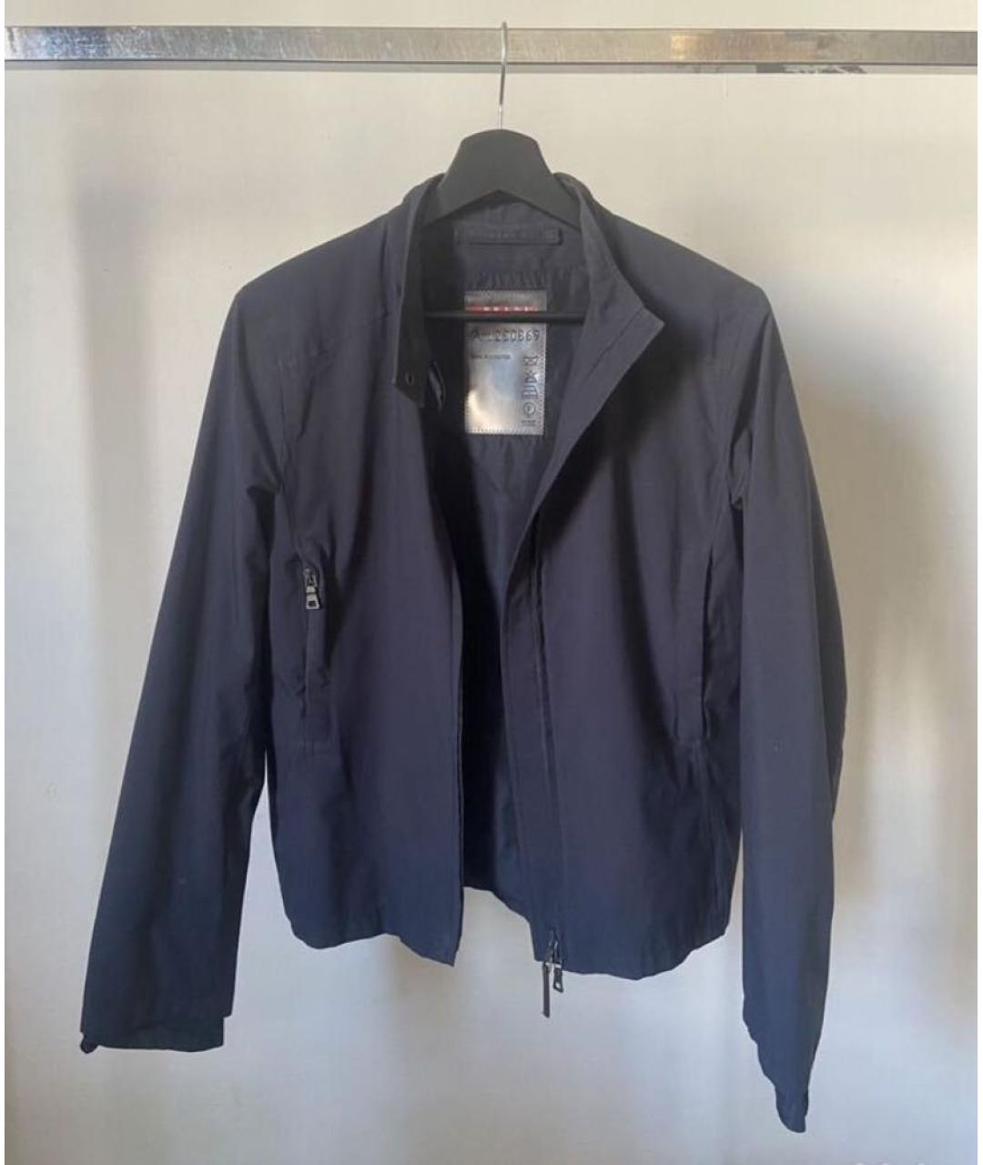 PRADA Темно-синяя полиэстеровая куртка, фото 2