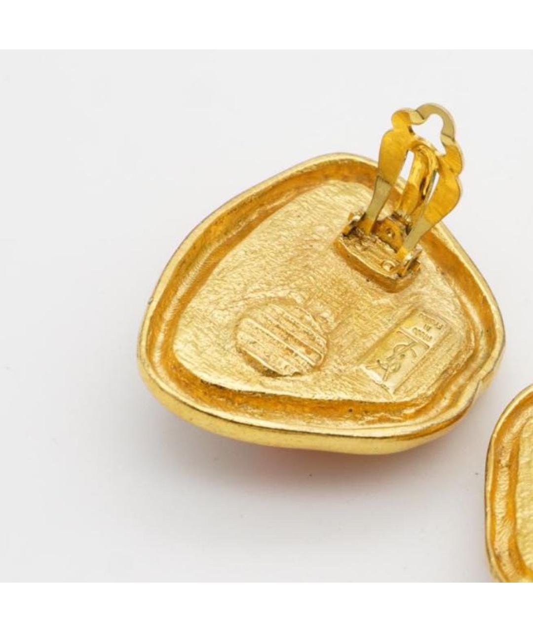 SAINT LAURENT Красные позолоченные клипсы, фото 3