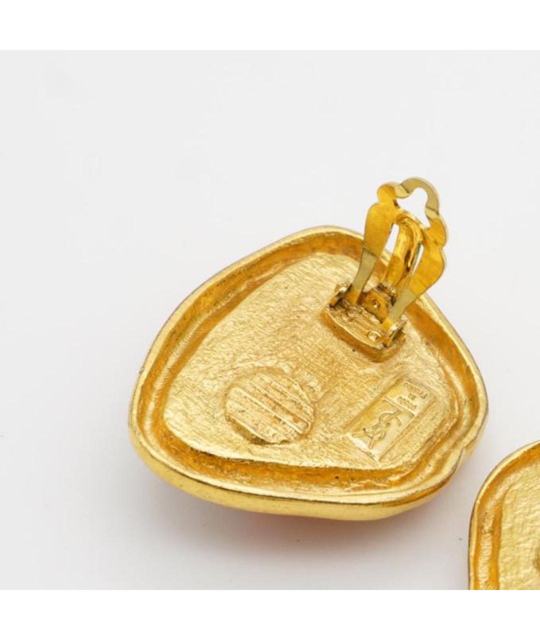 SAINT LAURENT Желтые позолоченные клипсы, фото 3