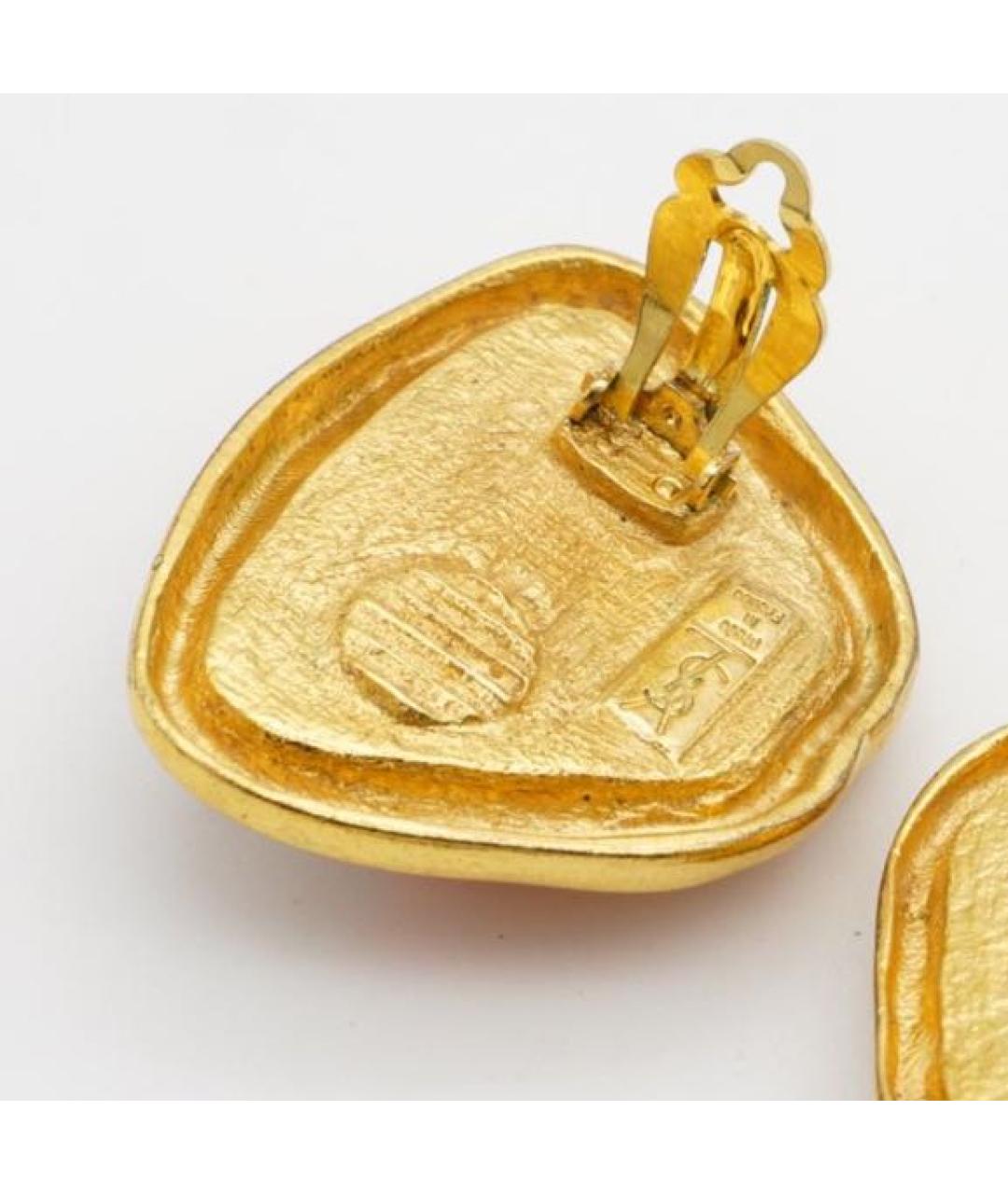 SAINT LAURENT Желтые позолоченные клипсы, фото 2