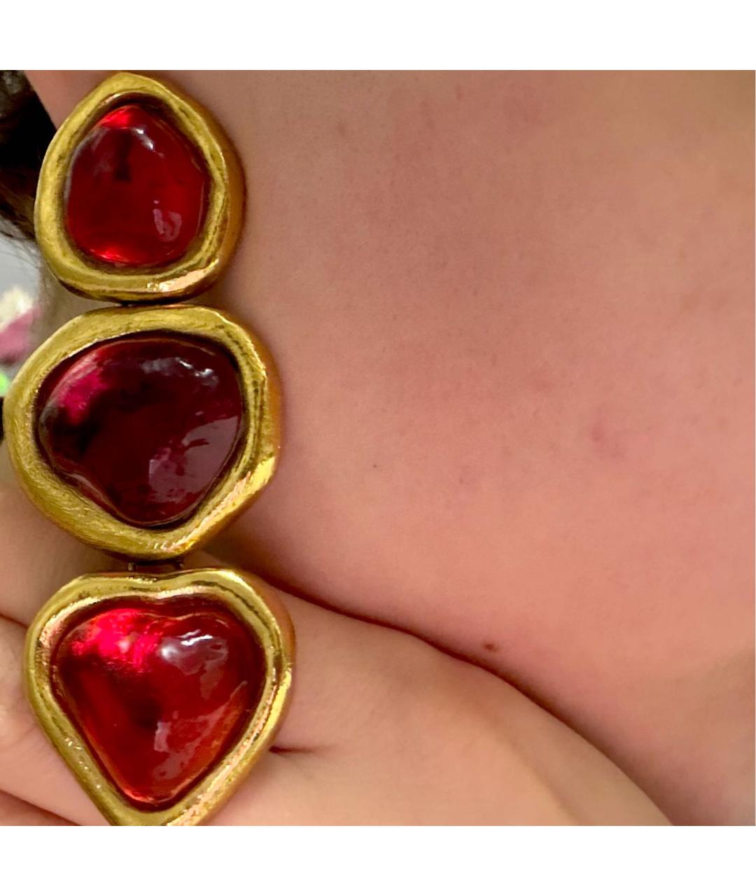 SAINT LAURENT Красные позолоченные клипсы, фото 4