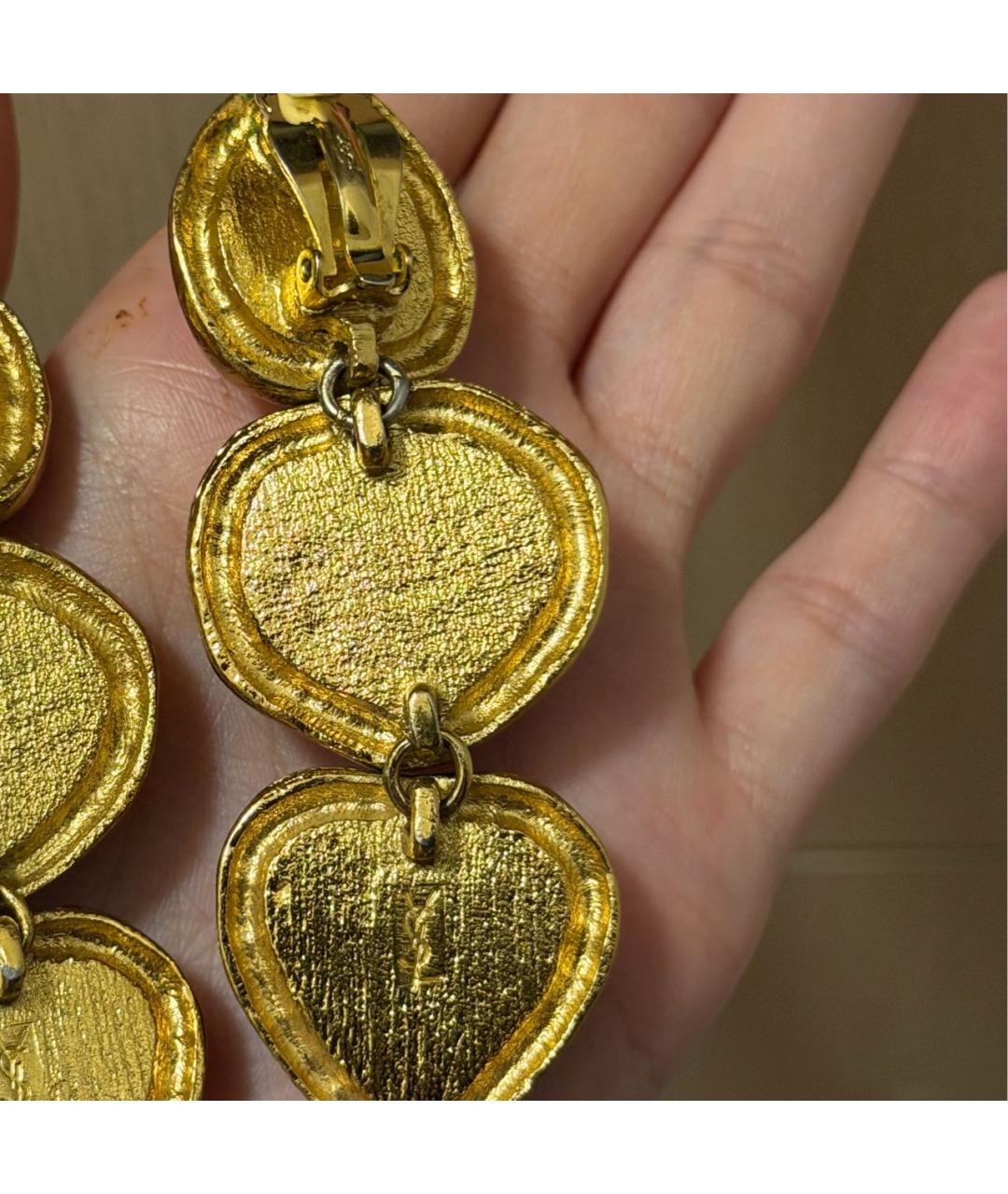 SAINT LAURENT Красные позолоченные клипсы, фото 2