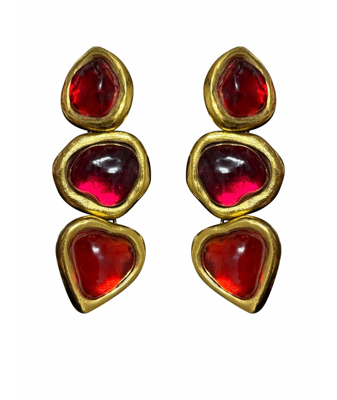 SAINT LAURENT Красные позолоченные клипсы, фото 1