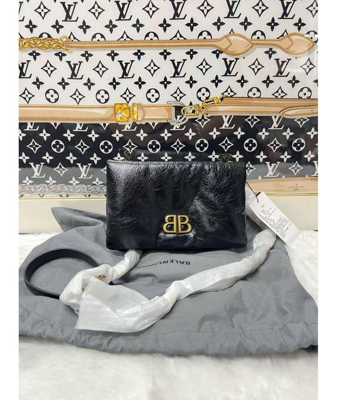 BALENCIAGA Черная кожаная сумка через плечо, фото 2