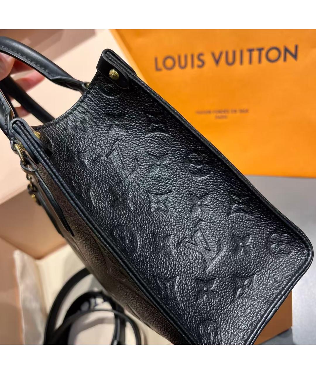 LOUIS VUITTON Черная кожаная сумка через плечо, фото 5