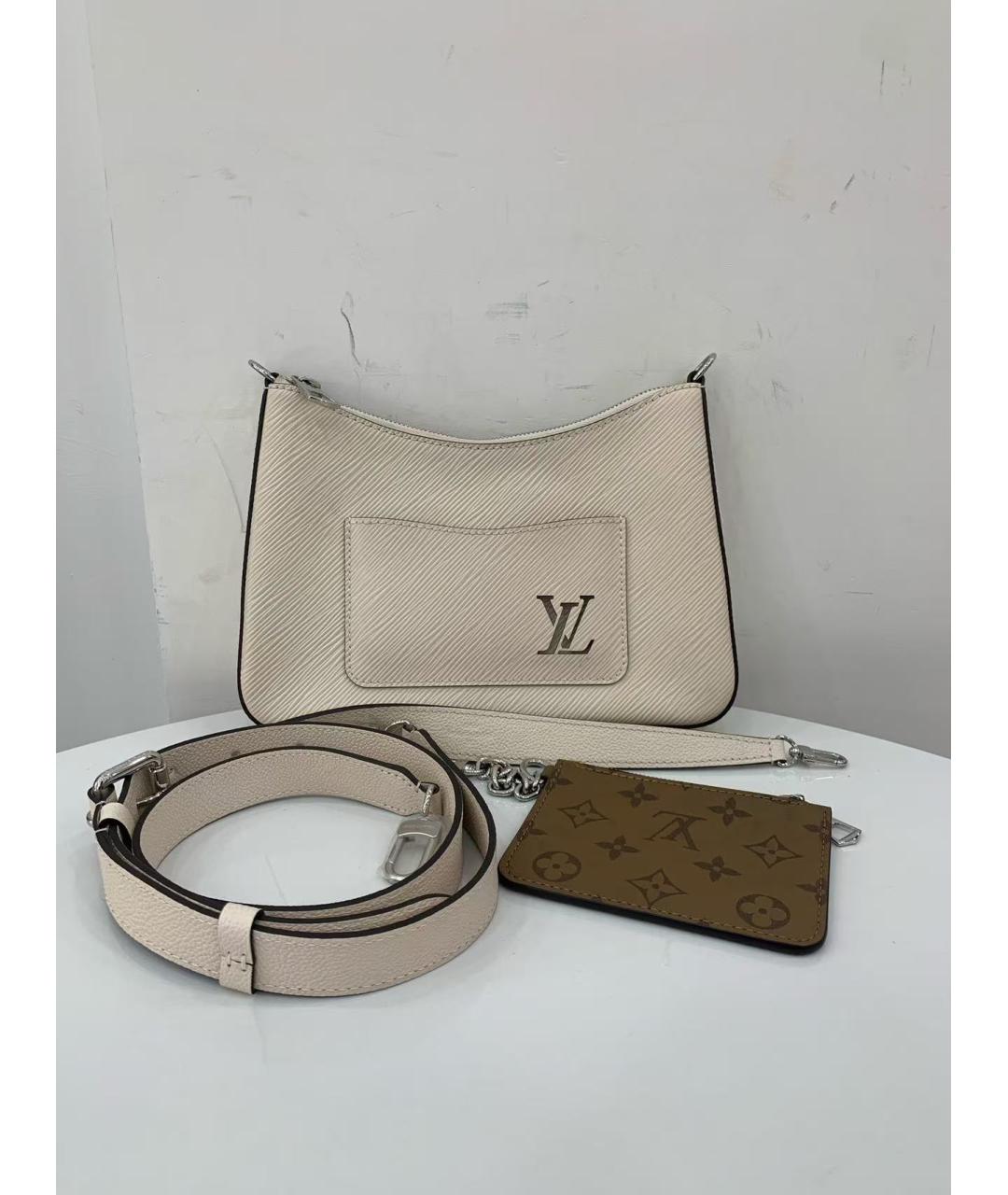 LOUIS VUITTON Бежевая кожаная сумка через плечо, фото 6