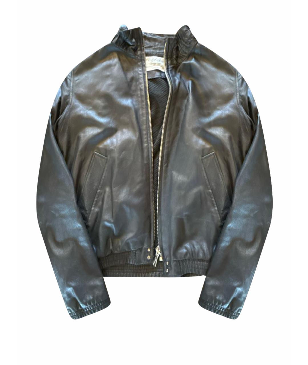 SAINT LAURENT Темно-синяя кожаная куртка, фото 1