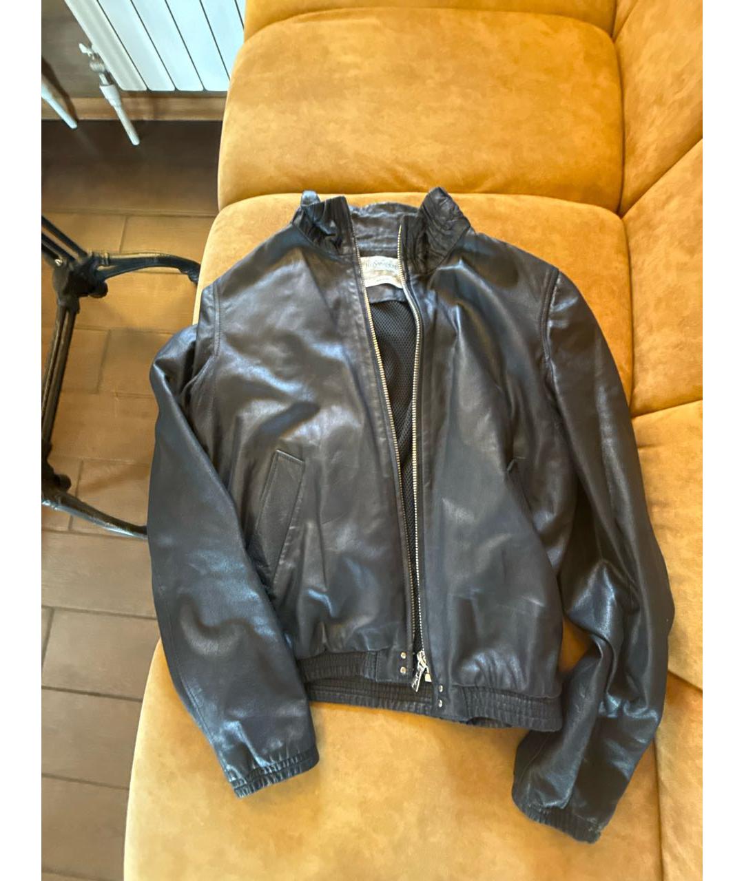 SAINT LAURENT Темно-синяя кожаная куртка, фото 6