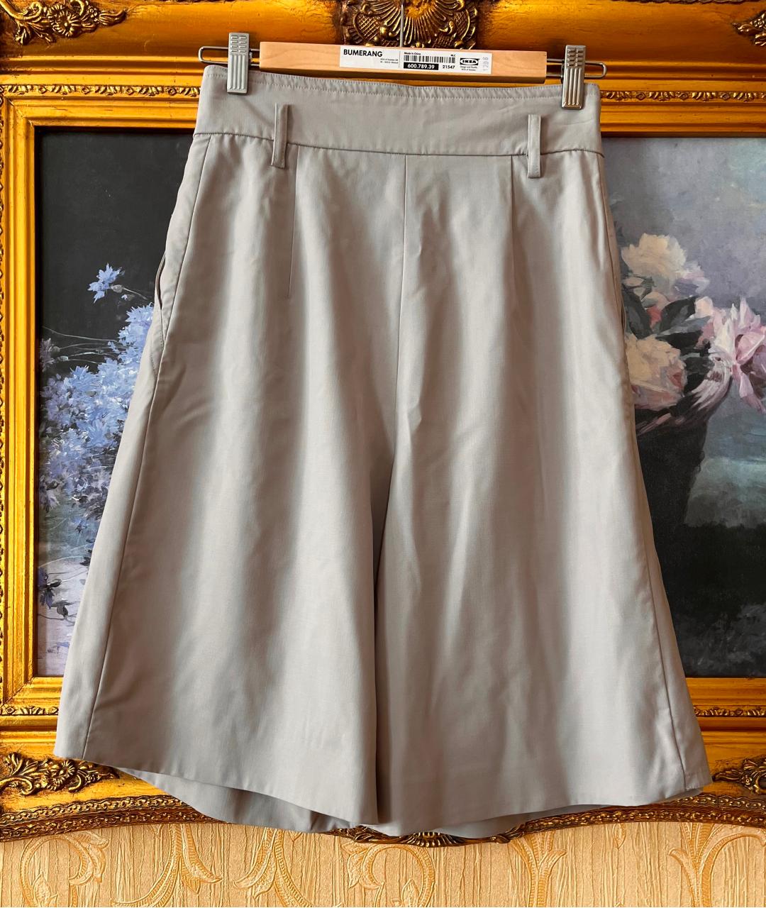 MAX MARA Серые хлопко-эластановые шорты, фото 4