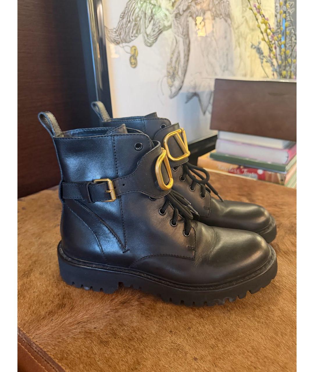 VALENTINO Черные кожаные ботинки, фото 5