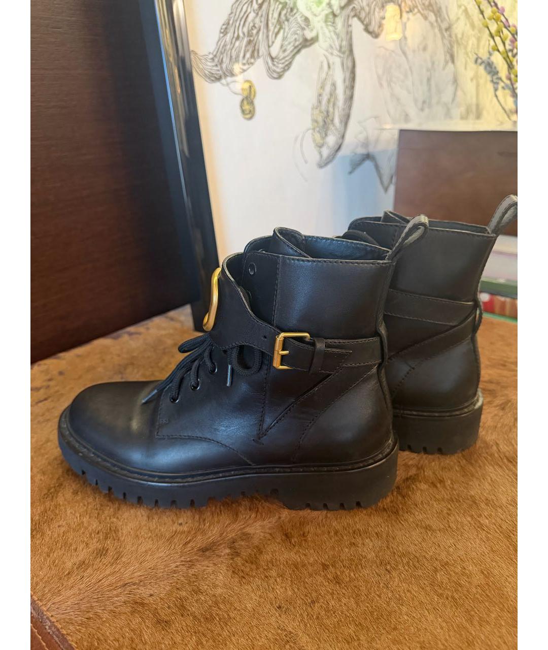 VALENTINO Черные кожаные ботинки, фото 4