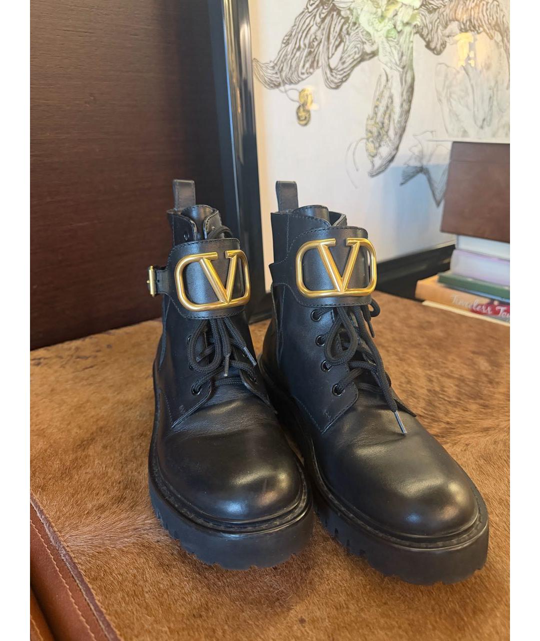 VALENTINO Черные кожаные ботинки, фото 2