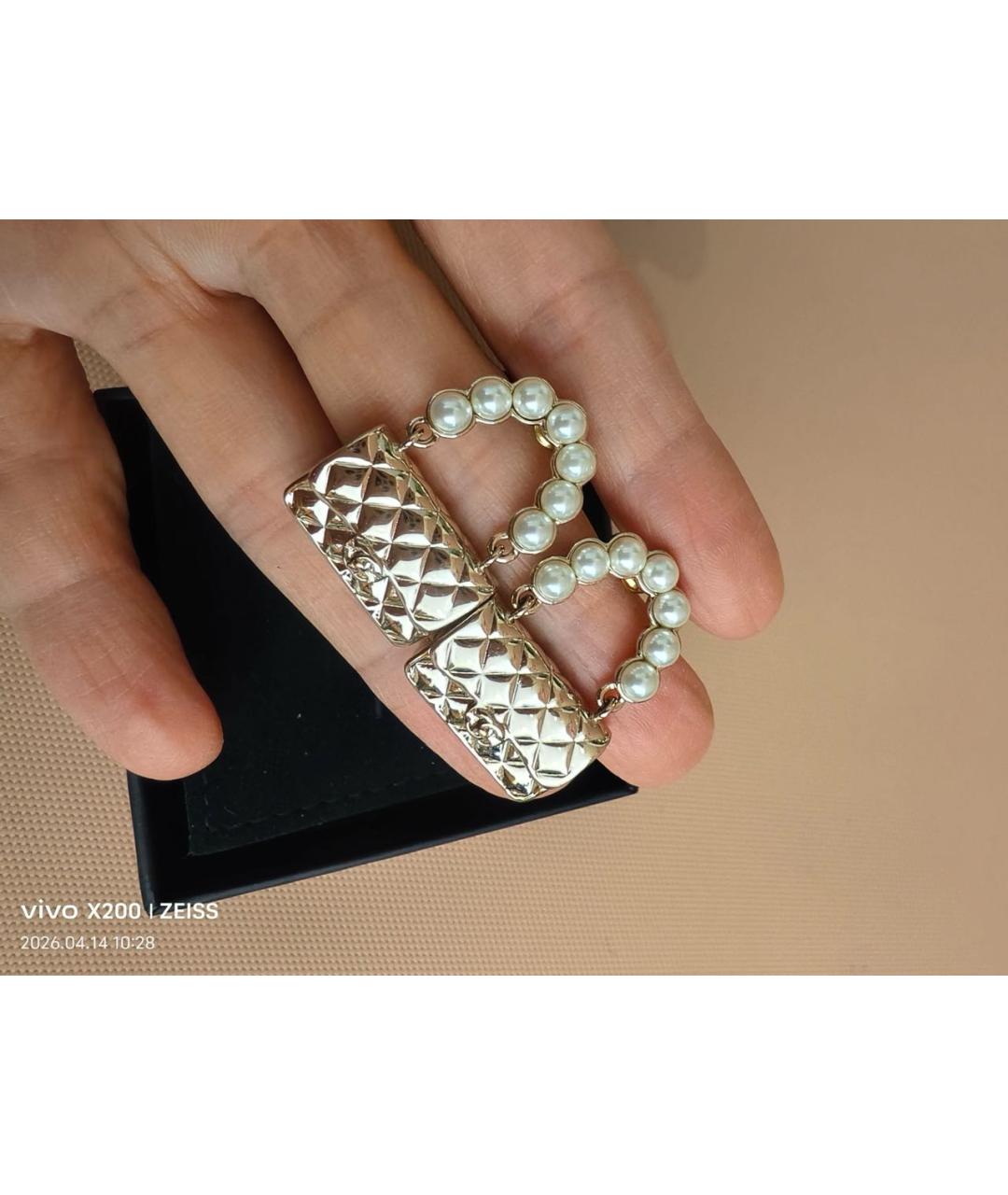 CHANEL Золотые металлические серьги, фото 3