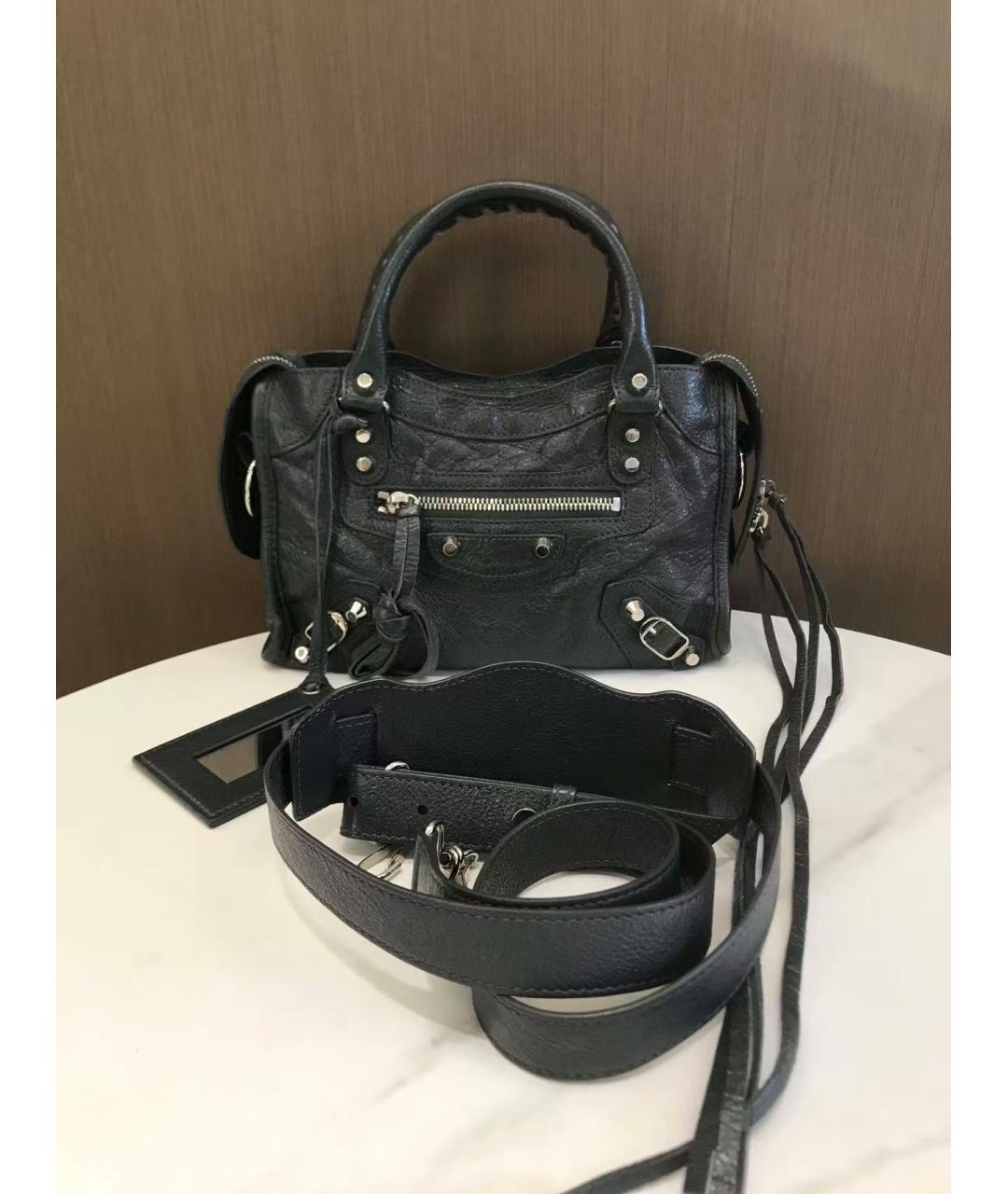 BALENCIAGA Черная кожаная сумка через плечо, фото 2