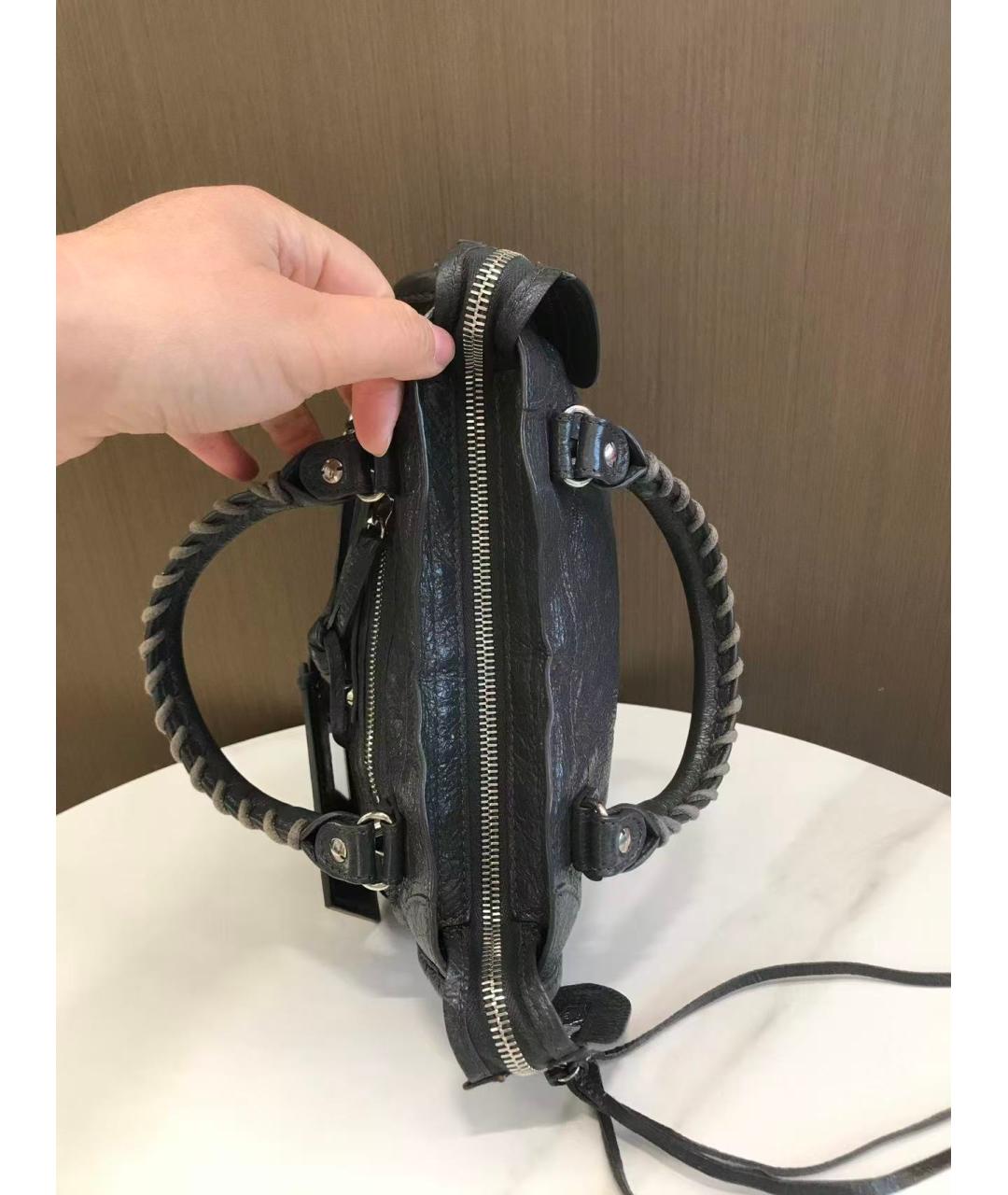 BALENCIAGA Черная кожаная сумка через плечо, фото 6
