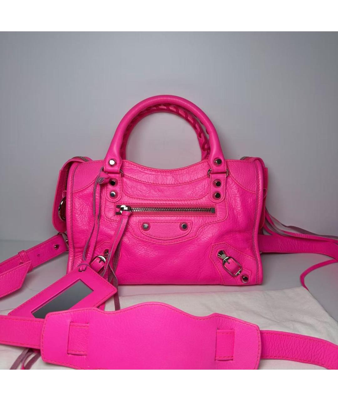 BALENCIAGA Розовая кожаная сумка через плечо, фото 2