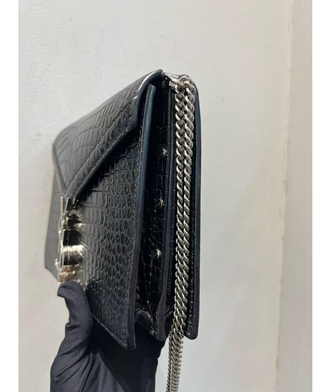 YVES SAINT LAURENT BEAUTY Черная кожаная сумка через плечо, фото 4