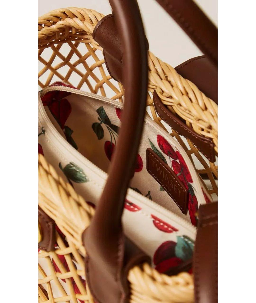 TWIN-SET Бежевая пелетеная сумка через плечо, фото 4