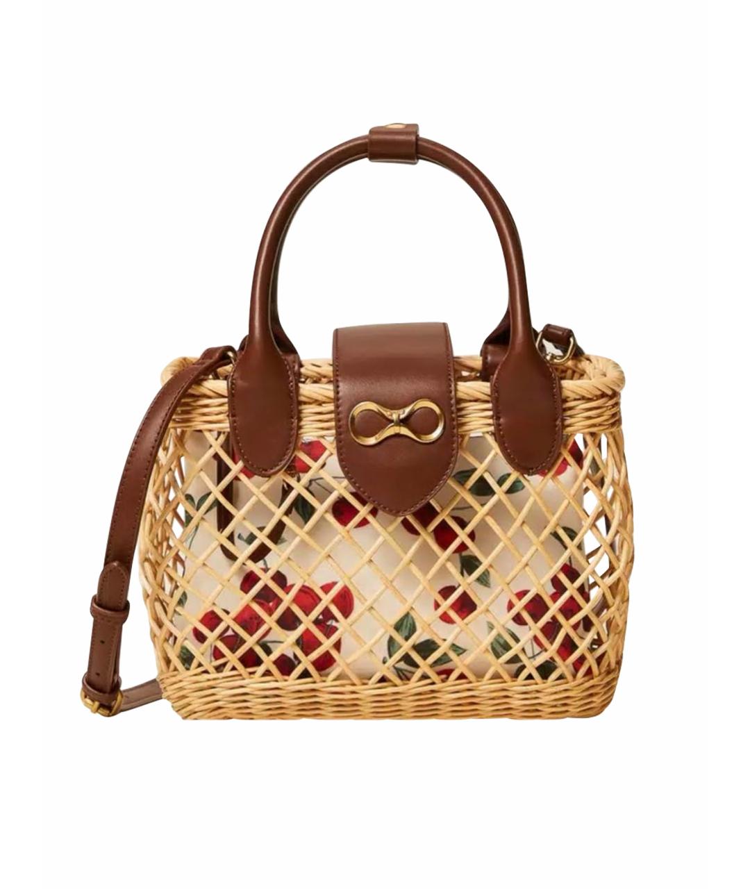 TWIN-SET Бежевая пелетеная сумка через плечо, фото 1