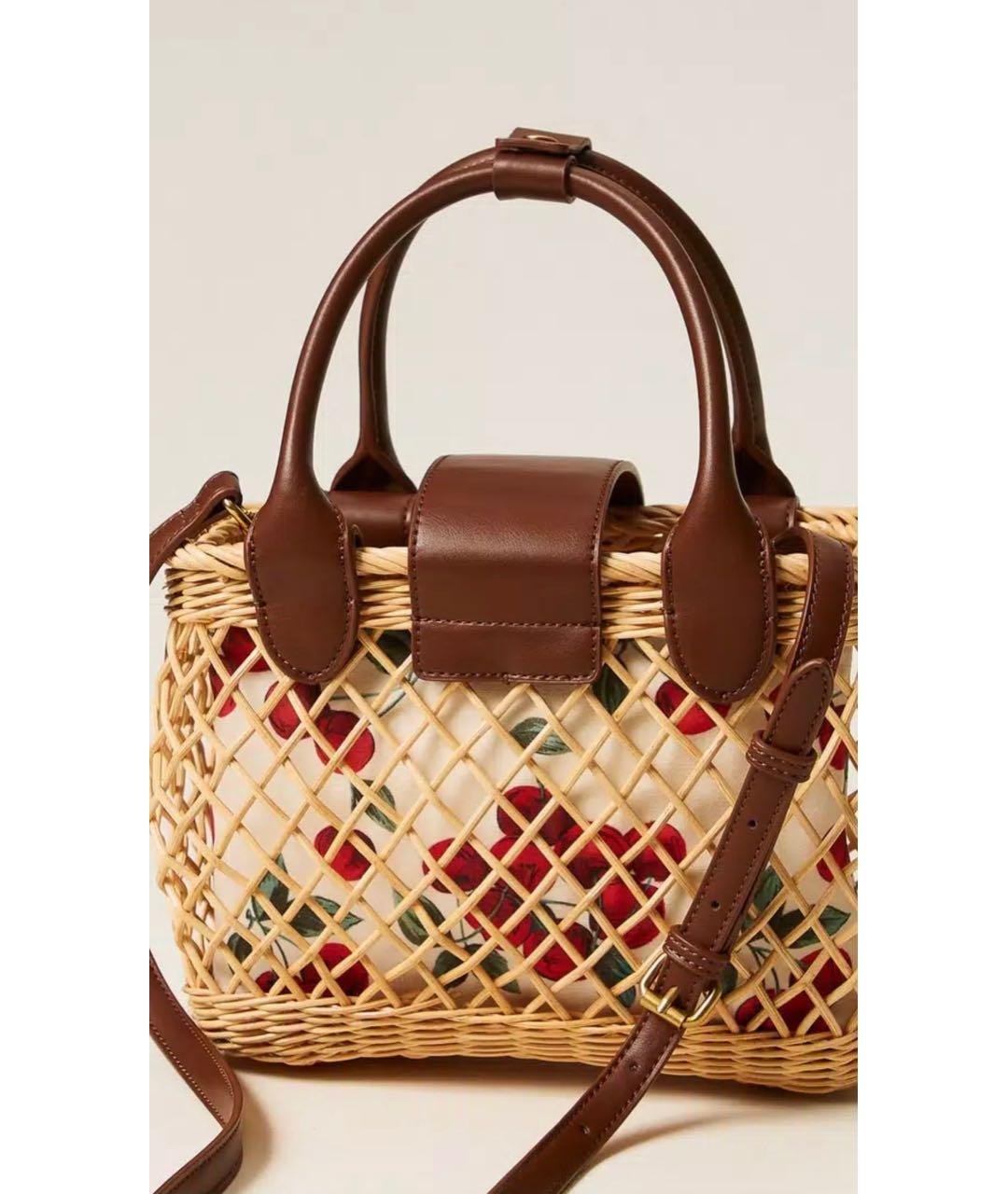 TWIN-SET Бежевая пелетеная сумка через плечо, фото 3