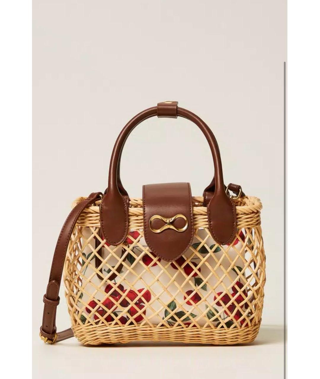 TWIN-SET Бежевая пелетеная сумка через плечо, фото 5