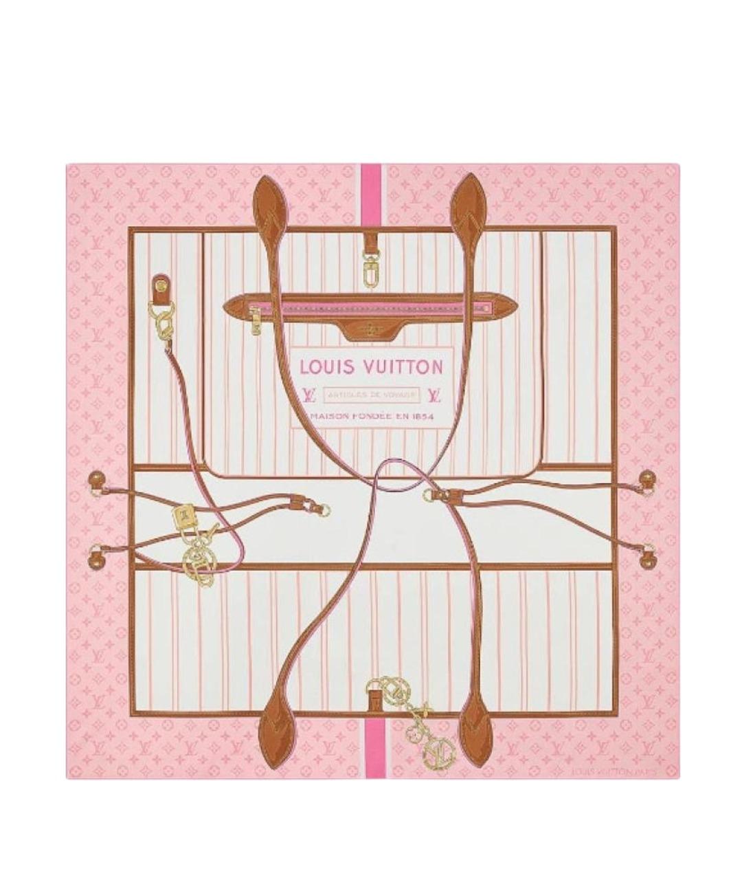 LOUIS VUITTON Розовый шелковый шарф, фото 1