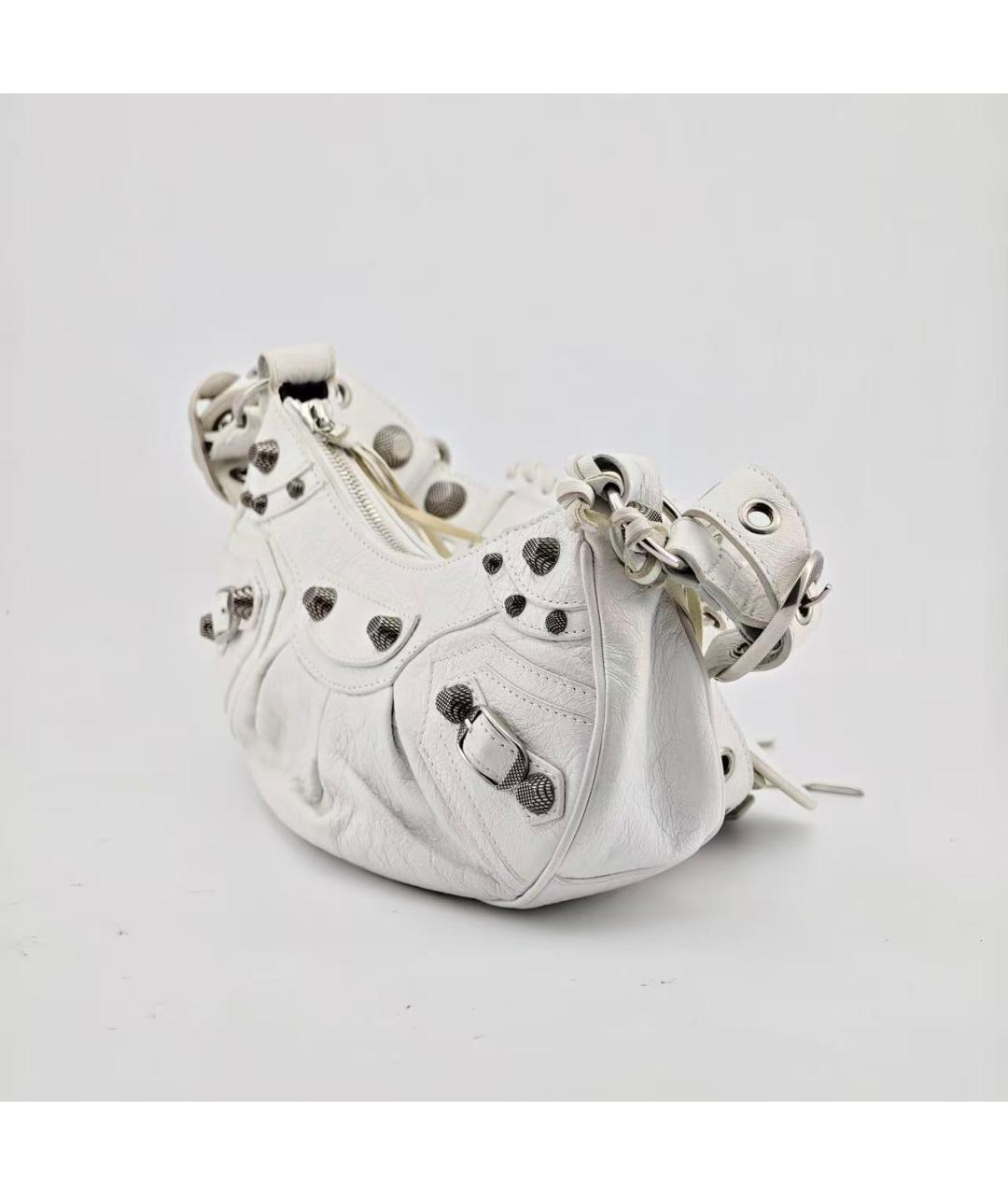 BALENCIAGA Белая кожаная сумка через плечо, фото 6