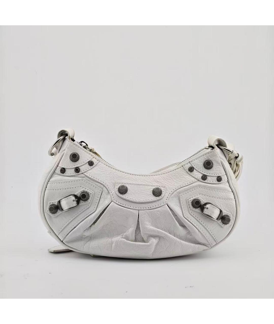 BALENCIAGA Белая кожаная сумка через плечо, фото 4