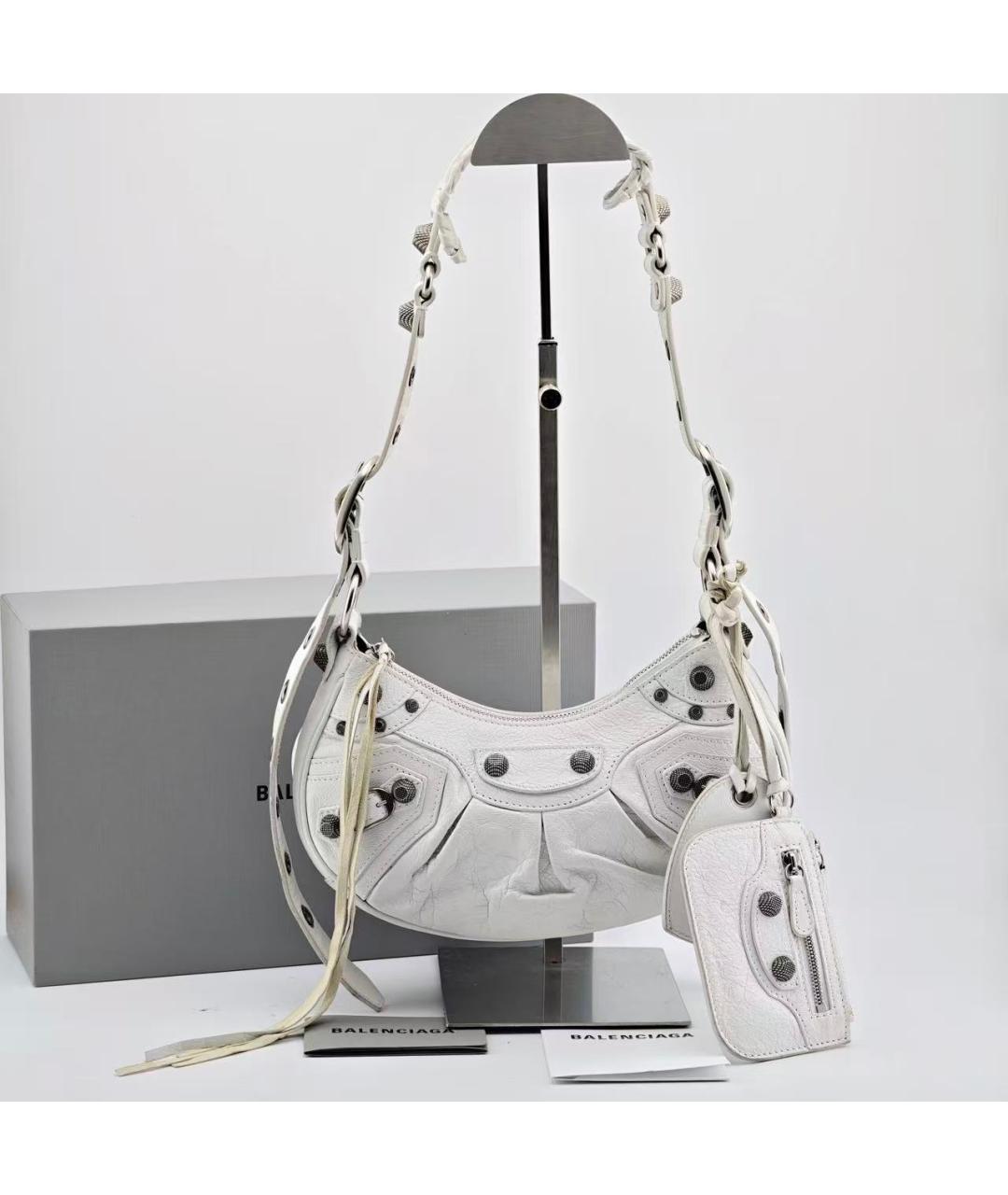 BALENCIAGA Белая кожаная сумка через плечо, фото 3