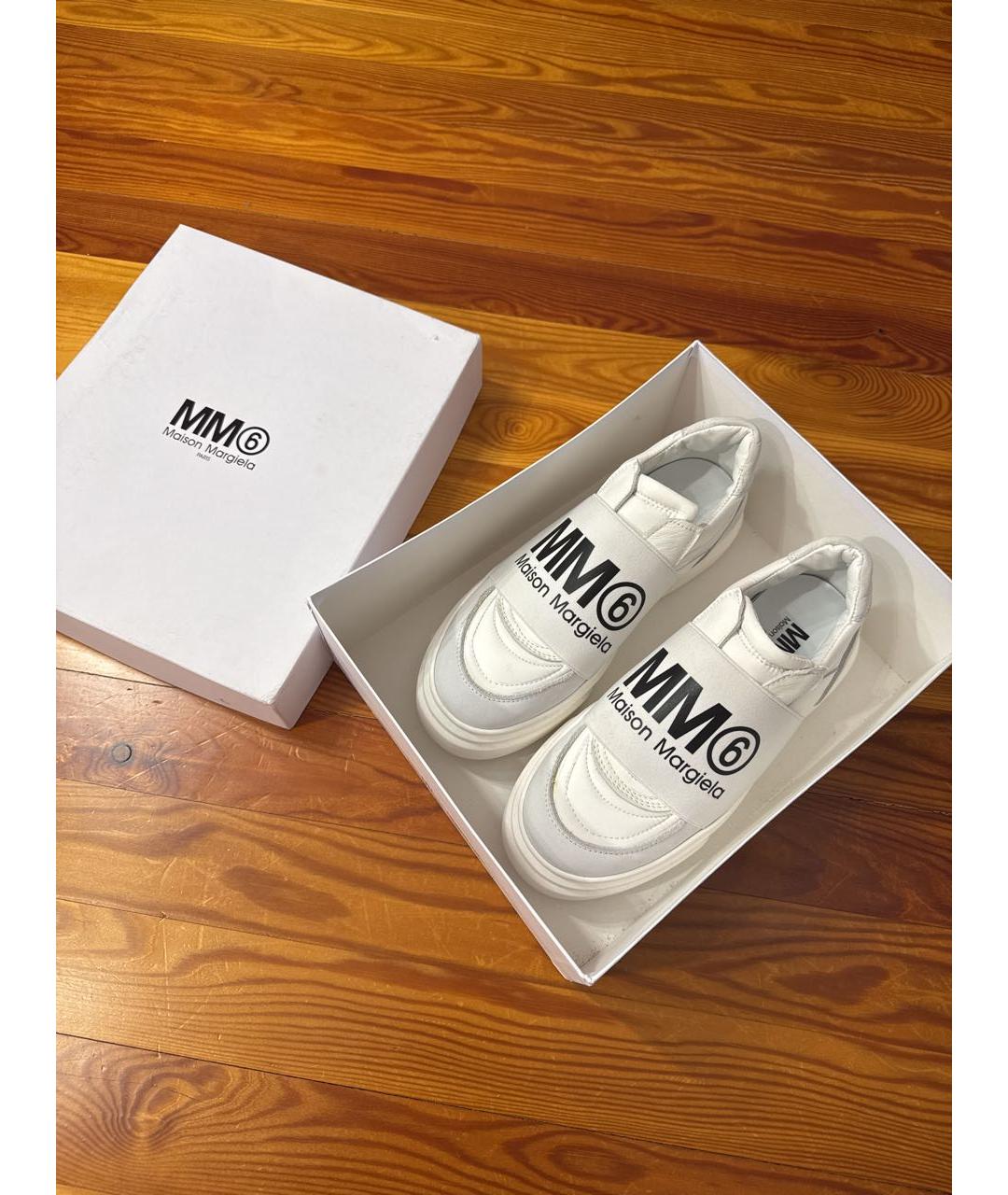 MM6 MAISON MARGIELA Белые кожаные слипоны, фото 2