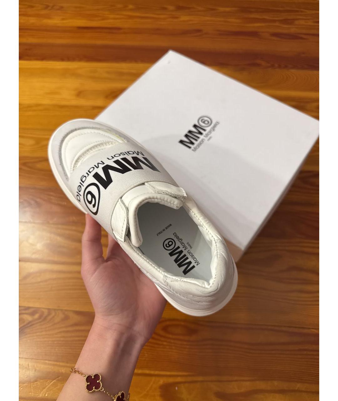 MM6 MAISON MARGIELA Белые кожаные слипоны, фото 3