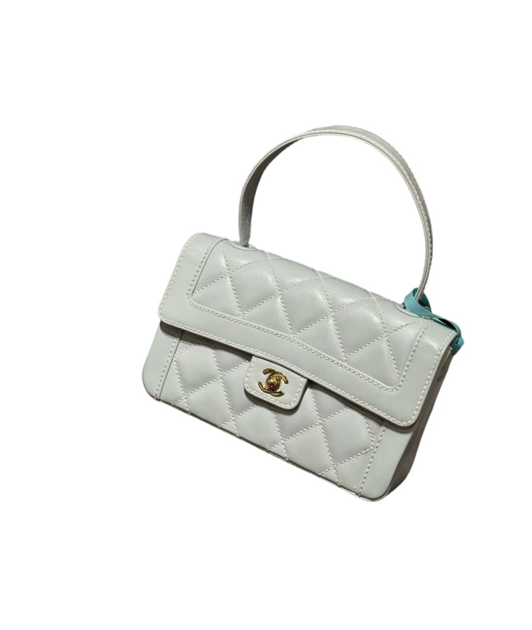 CHANEL Белая кожаная сумка через плечо, фото 7