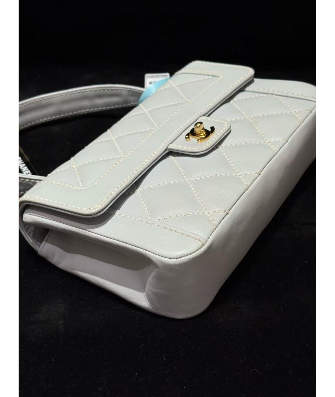 CHANEL Белая кожаная сумка через плечо, фото 4