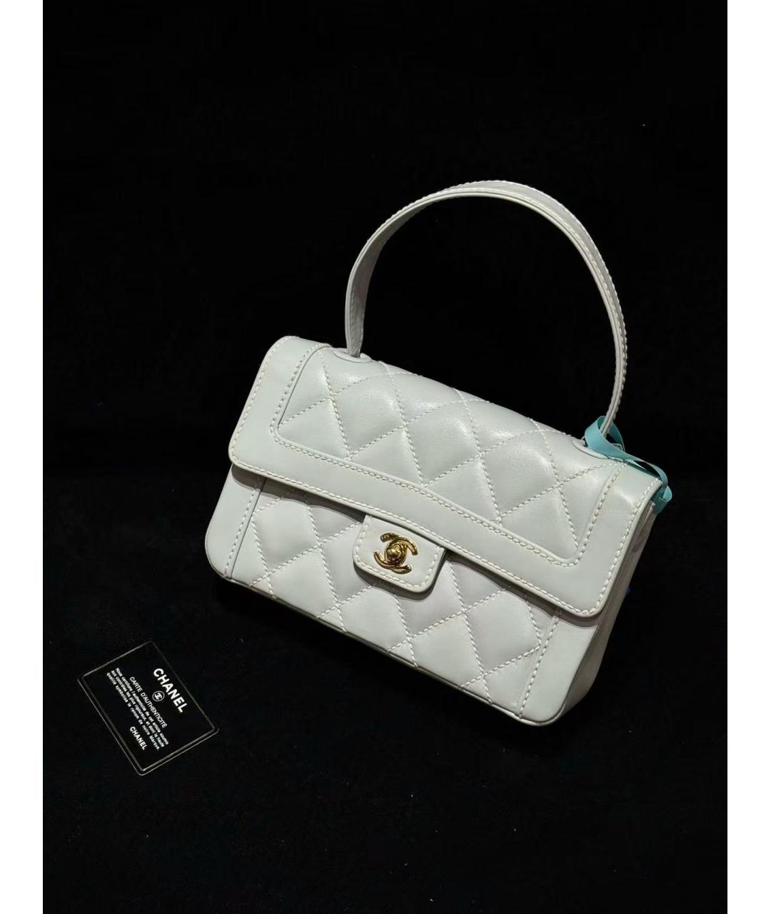 CHANEL Белая кожаная сумка через плечо, фото 2