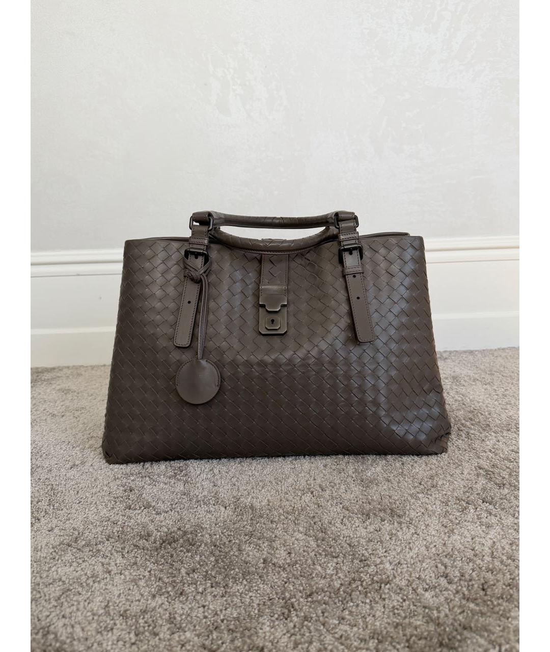 BOTTEGA VENETA Антрацитовая кожаная сумка с короткими ручками, фото 5