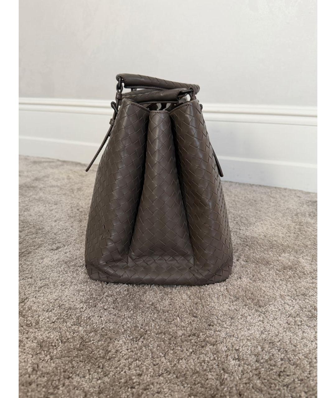 BOTTEGA VENETA Антрацитовая кожаная сумка с короткими ручками, фото 2