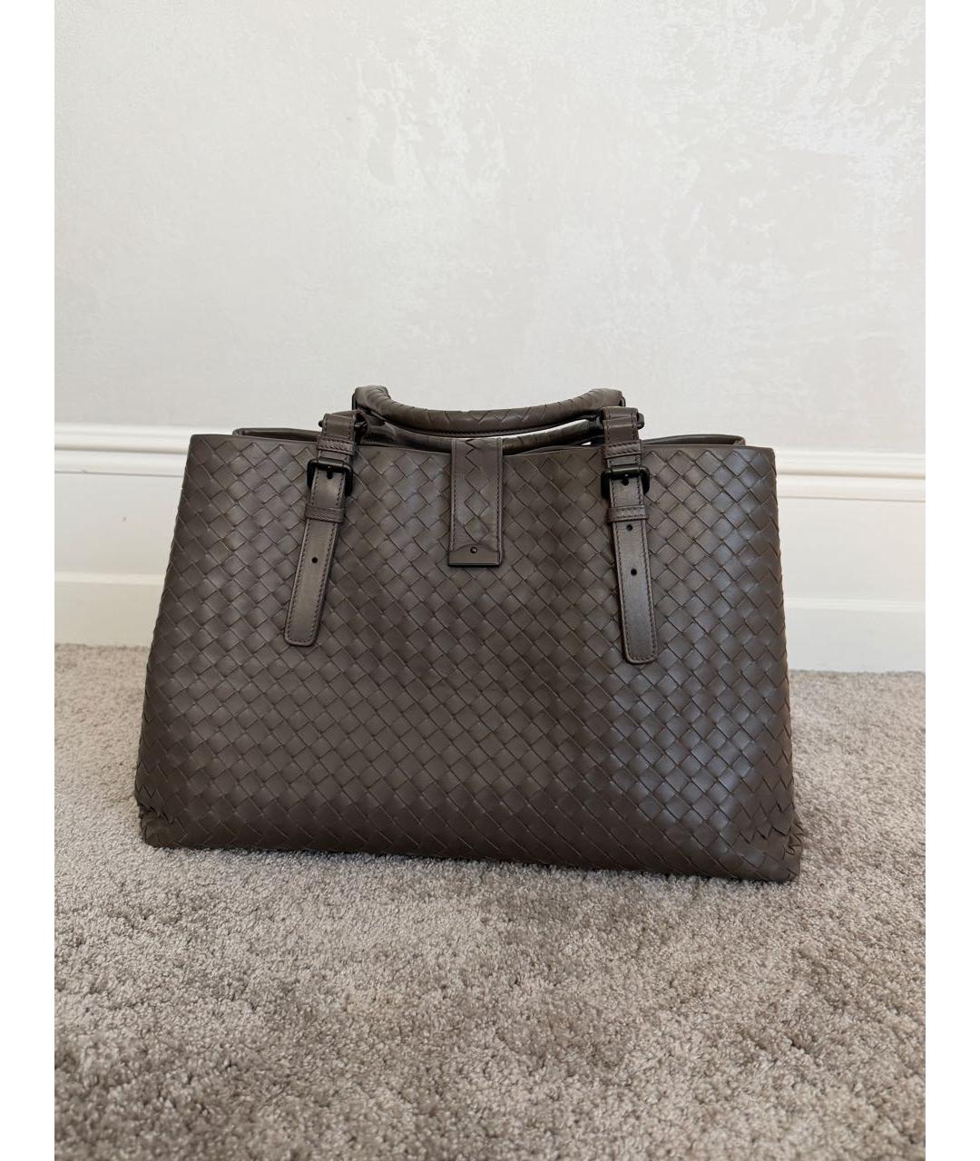 BOTTEGA VENETA Антрацитовая кожаная сумка с короткими ручками, фото 3