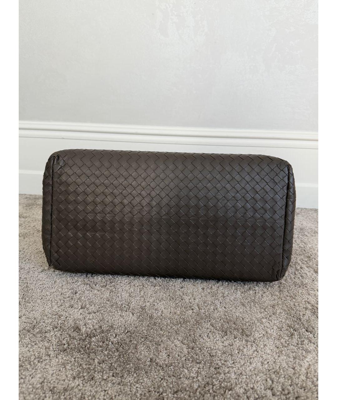 BOTTEGA VENETA Антрацитовая кожаная сумка с короткими ручками, фото 4