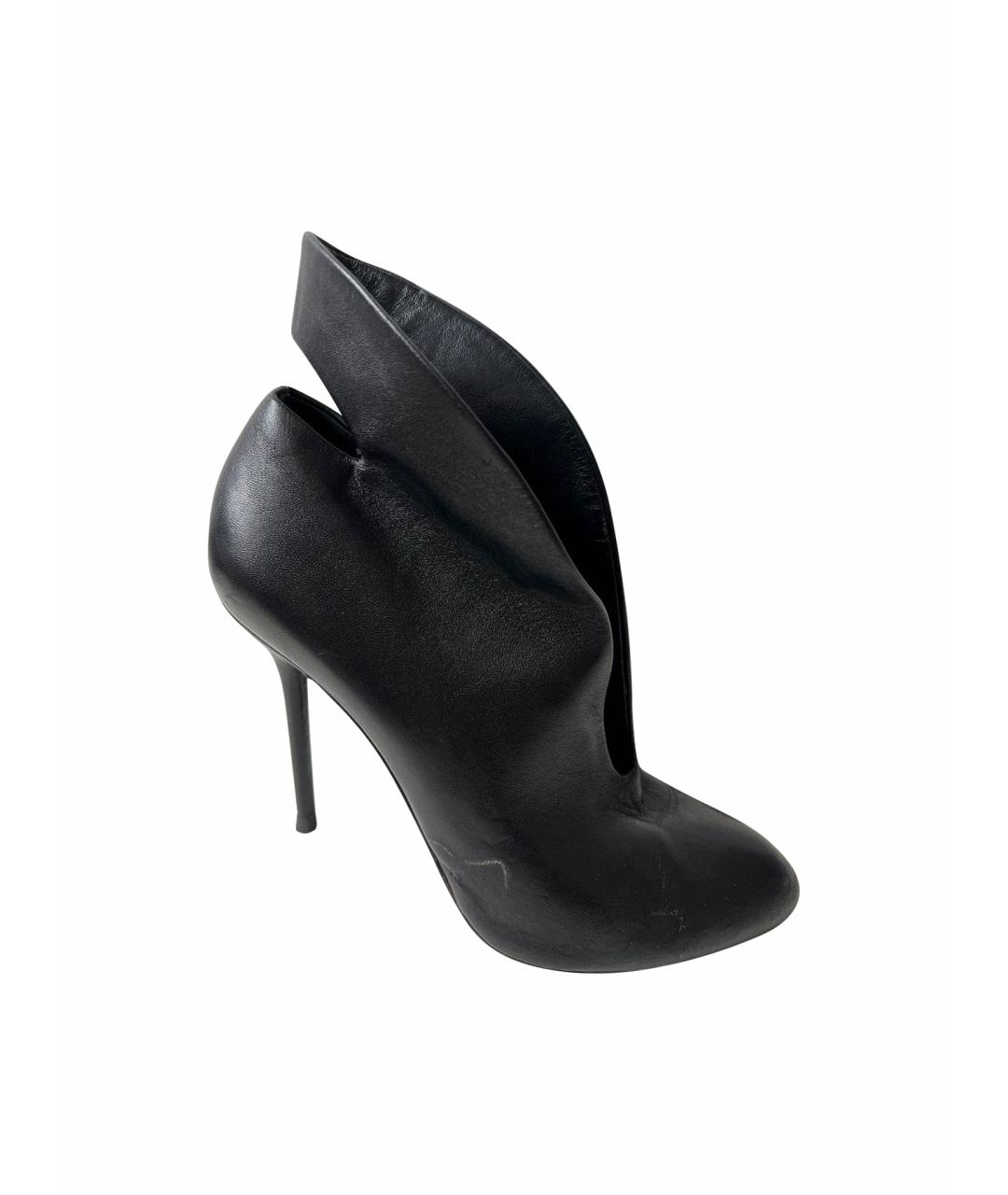 SERGIO ROSSI Черные кожаные ботильоны, фото 1